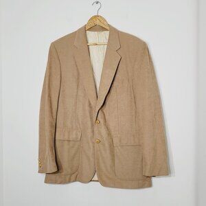 Sears Mens Vintage Tan Two Button Blazer Sport Coat Business Casual Retro Lined